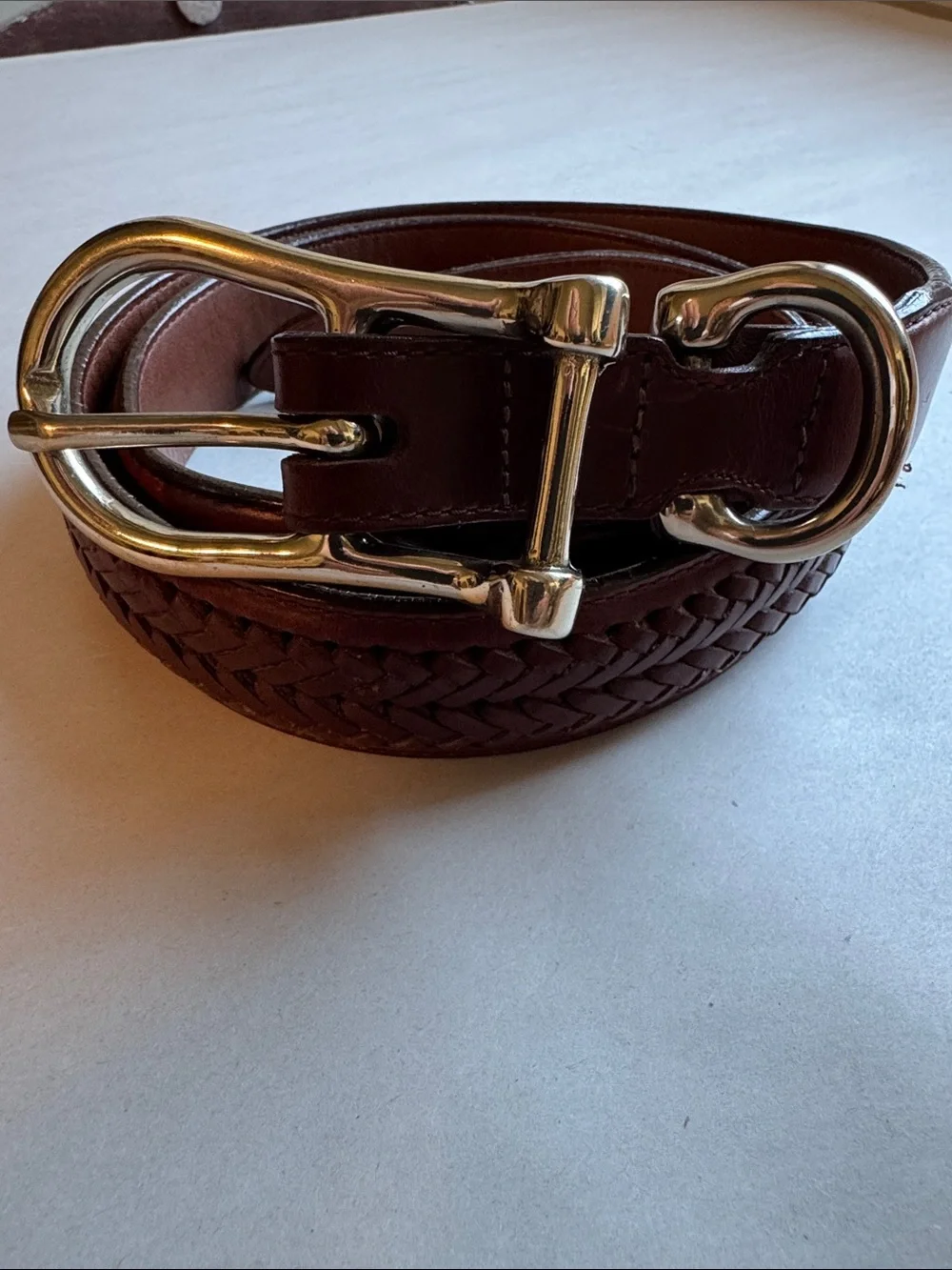 VTG Willis & Geiger Braided Leather Belt Mens 40 Brown Silver Buckle Western
